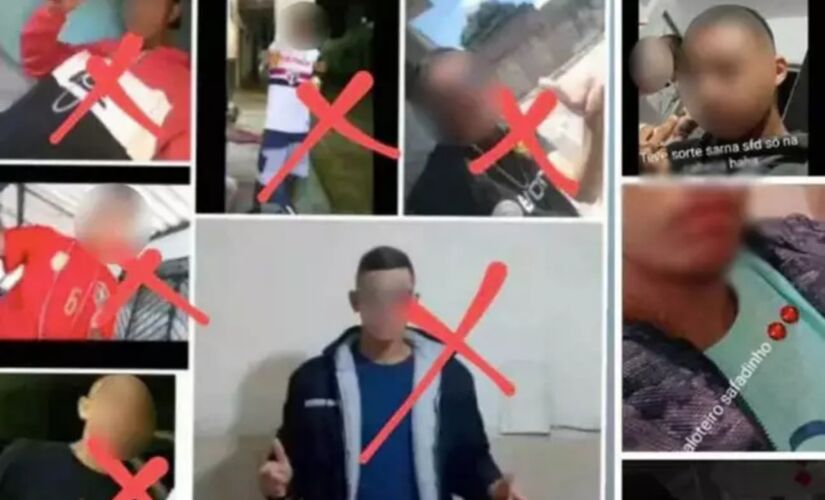 Montagem com fotos de vítimas que teriam sido mortas pelos criminosos