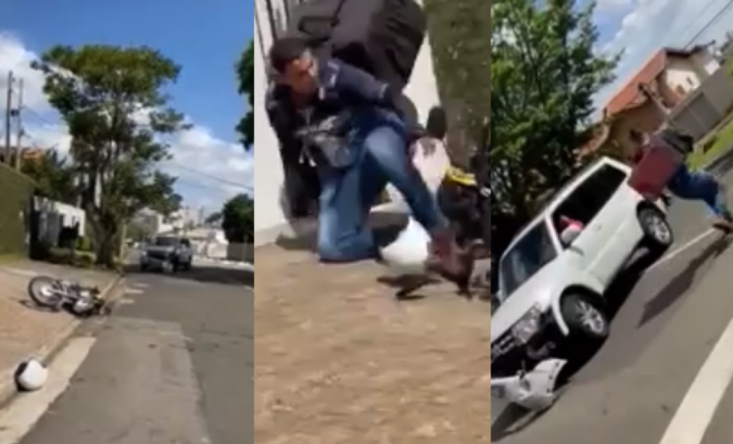 Confusão entre motociclista e motorista em Campinas-SP