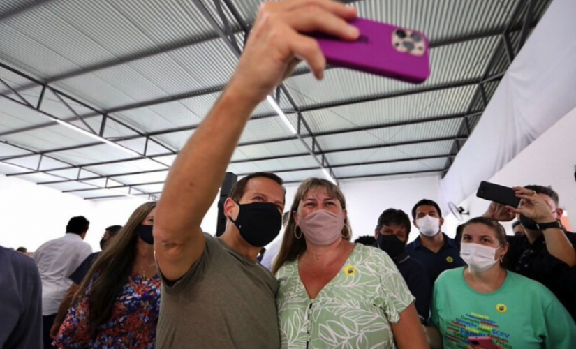 O Governador de São Paulo, João Doria, durante inauguração do CCI (Centro de Convivência do Idoso) nesta terça (11) em Macaubal, SP