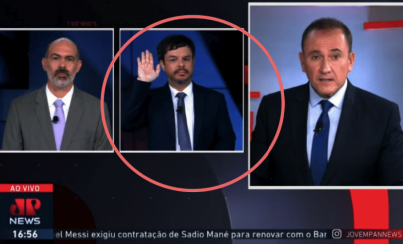 O comentarista Adrilles Jorge em suposta saudação nazista