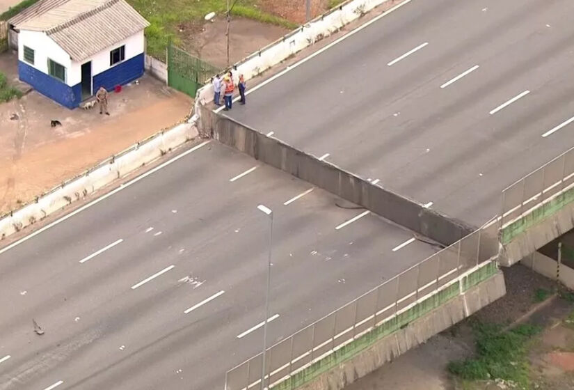 Viaduto na Marginal Pinheiros cede quase dois metros - Foto: Reprodução/TV Globo 