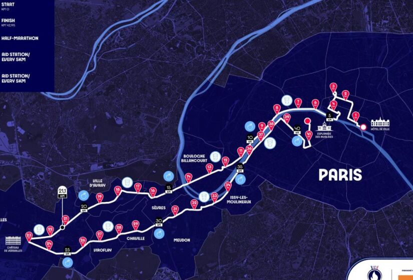 Mapa da maratona que será realizado no dia 10 de agosto. / Foto: Reprodução/olympics.com