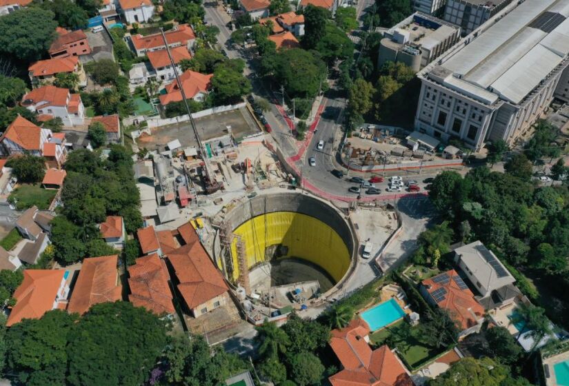 A estação FAAP-Pacaembu está com 43,16% das obras concluídas
/Divulgação/Linha Uni