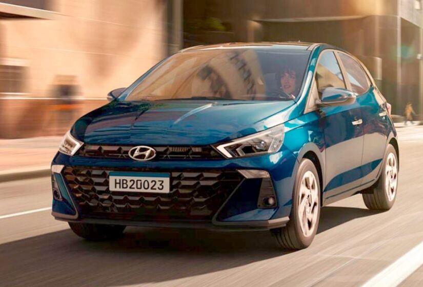 O Hyundai HB20 foi o segundo modelo mais vendido no Brasil nos últimos 10 anos, com 1.073.075 unidades. Algo que justifica sua presença na segunda posição é a constância de venda. O modelo foi o terceiro carro mais vendido do Brasil em 2015 e em 2016 - (Divulgação/Hyundai)