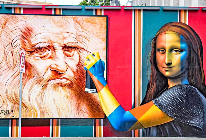 Monalisa revisitada em São Paulo é uma obra de arte urbana contemporânea criada pelo artista. Foto: Divulgação/Kobra