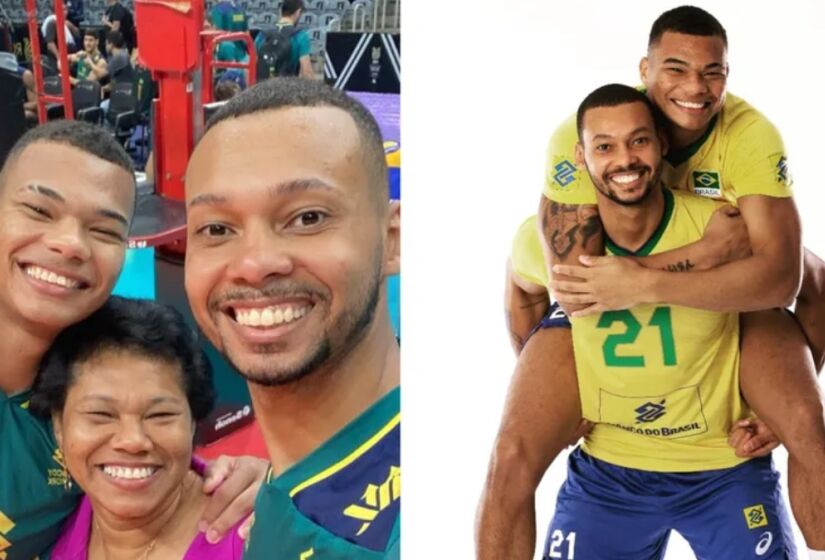 E para encerrar a lista, nos Jogos Olímpicos de Paris, Darlan e Alan brilharam nas quadras de vôlei. Os dois foram companheiros de seleção brasileira nesta olimpíada de 2024 e juntos dividiram a vida e o mesmo sonho de vestir a camisa do Brasil e defender o seu país na modalidade. Foto: Divulgação/Instagram @alanvolei