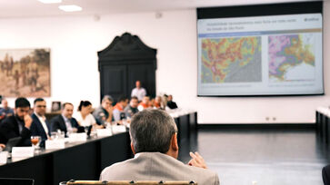 Reunião entre o governador de São Paulo, Tarcísio de Freitas, com prefeitos da Grande São Paulo e outras autoridades; encontro foi realizado na manhã desta quinta-feira 