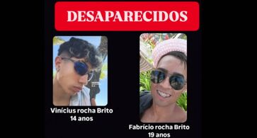 Vinícius Rocha Brito, de 14 anos, e Fabrício Rocha Brito, de 19, morreram após entrar no mar