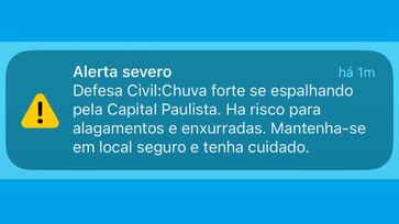 Defesa Civil emite alerta severo para chuvas em São Paulo