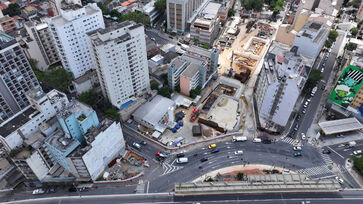 Obras da estação 14 Bis, em São Paulo