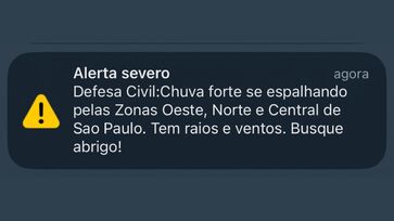 Defesa Civil emite alerta de chuva forte em São Paulo