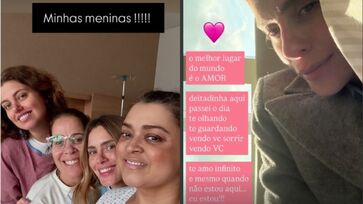 Preta Gil postou uma foto em que aparece acamada ao lado de amigas, entre elas a atriz Carolina Dieckmann