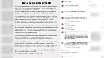Piloto declarou que tentou acionar o trem de pouso três vezes e não obteve sucesso