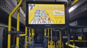 Conteúdos apresentados incluem notícias sobre entretenimento, esportes, utilidade pública e publicidade