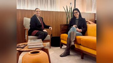 Arquiteta Leda Simões com a engenheira Mariana Caldas, fundadora da Caldas Maia Construtora