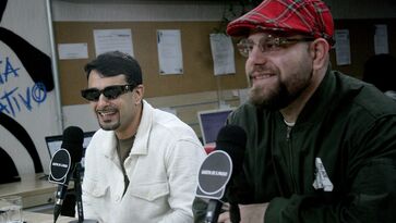 Paiva e Drum durante participação no podcast Direto da Gazeta
