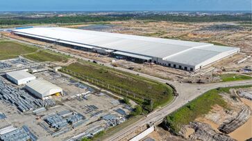 Vista geral do primeiro módulo da fábrica da BYD de Camaçari (BA)