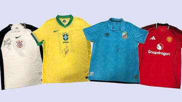 Serão leiloados 30 itens, entre eles camisetas autografadas com ídolos do futebol
