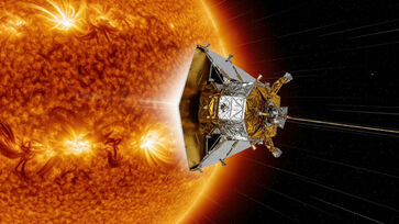O escudo térmico de carbono protege a missão que desvenda a corona solar.