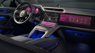 No centro, está o novo Flow Display  maior tela já instalada em um carro da marca alemã