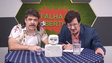 Os humoristas Caito Mainier e Daniel Furlan, ou Cerginho e Craque Daniel, no Falha de Cobertura