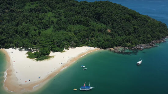 As águas claras da Praia da Ilha do Prumirim, em Ubatuba, oferece mergulho com tartarugas e peixes