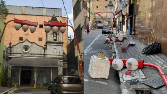 Luminárias japonesas retiras de rua na Liberdade