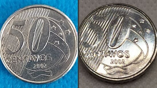 Devido a erros de fabricação, uma moeda de 50 centavos de 2002 pode valer muito mais do que se imagina