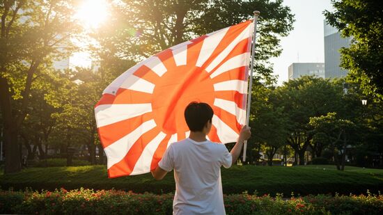 O desenho da bandeira do sol nascente, com o sol vermelho ao centro e raios se espalhando, é utilizado no Japão há séculos. 