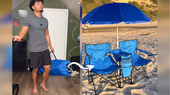 Descubra o kit dobrável que substitui as cadeiras tradicionais de praia e cabe em uma bolsa. Praticidade para o verão!