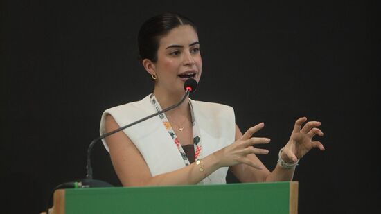 A deputada Tabata Amaral durante participação na COP30