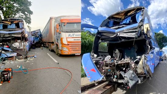 Acidente aconteceu por volta das 3h; bombeiros confirmam uma vítima fatal e relatam atendimento a dezenas  no local