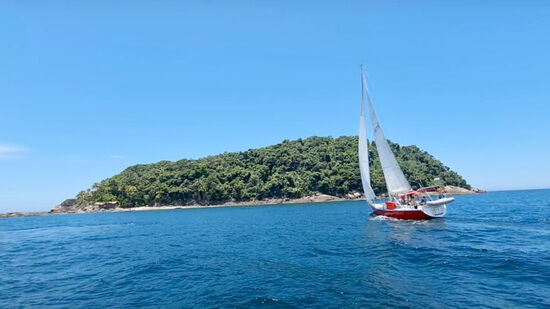 Contando com uma vista privilegiada para o paraíso natural de São Sebastião, a Ilha dos Gatos é pequena e possui um mar maravilhoso