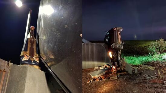 Acidente ocorreu de madrugada no Paraná; política afirma que desvio repentino e pedra na pista impediram colisão mais grave