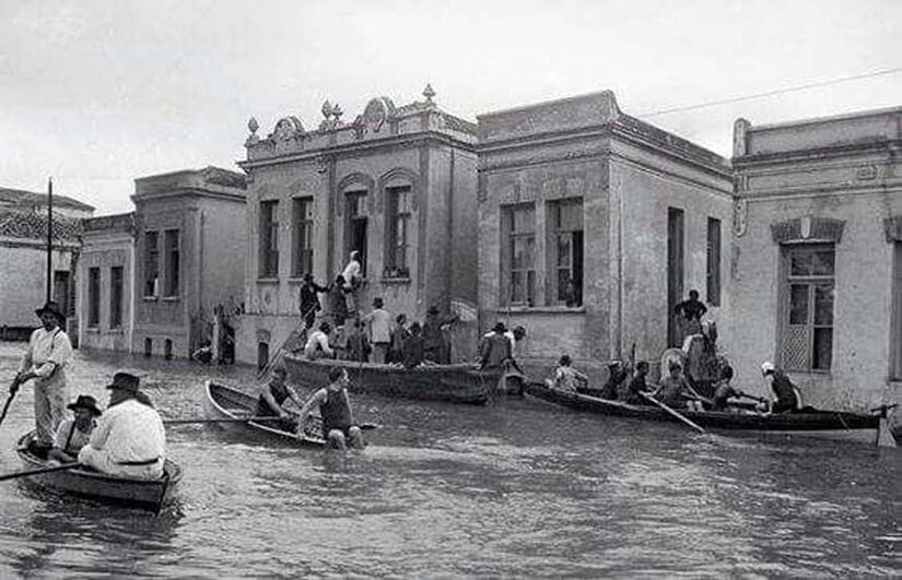 Enchente na Rua Iguatemi em 1929 - Foto: Reprodução