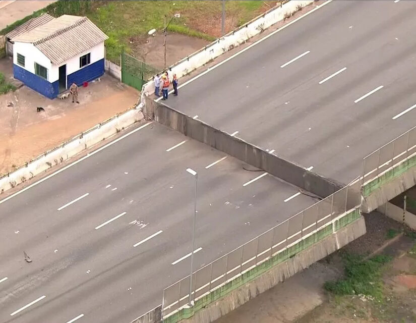 Viaduto na Marginal Pinheiros cede quase dois metros - Foto: Reprodução/TV Globo 