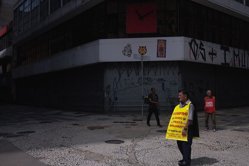 Esquina das ruas Direita e São Bento, no Centro Histórico de São Paulo