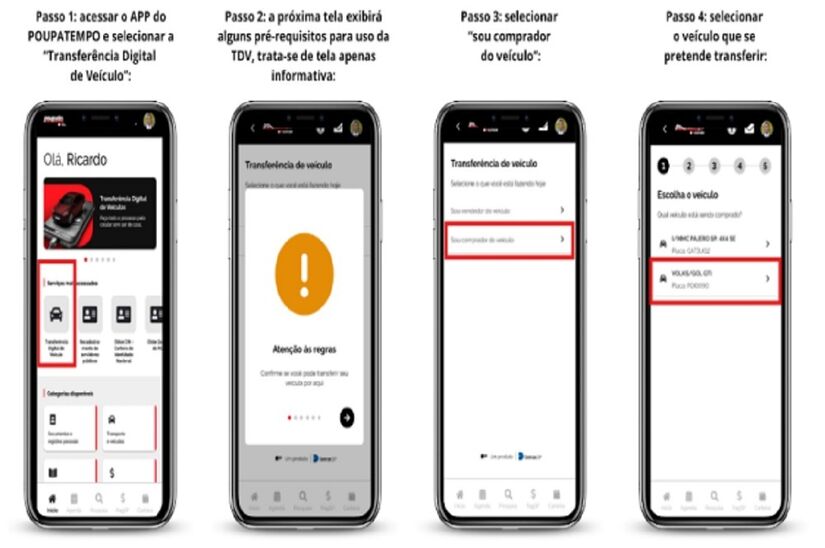 Passo 1 para Transferência Digital de Veículos após Carteira de Trânsito Digital
Divulgação/Governo de SP