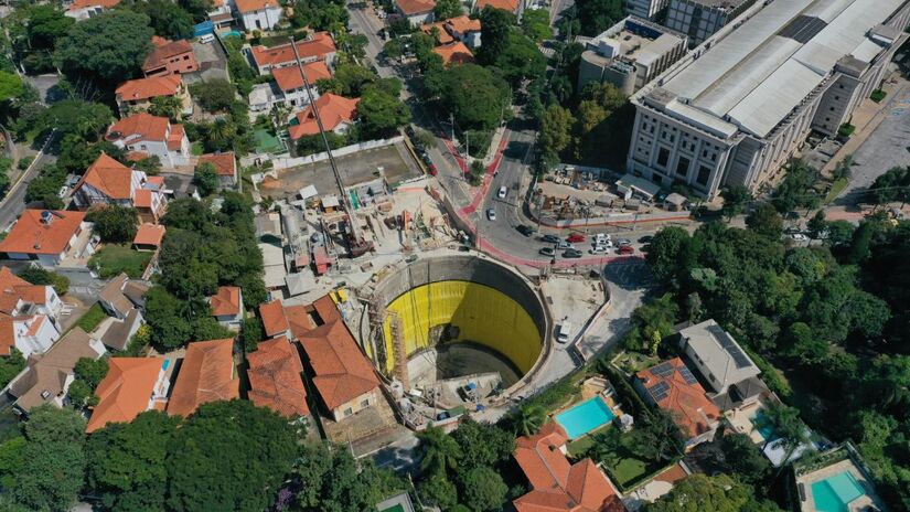 A estação FAAP-Pacaembu está com 43,16% das obras concluídas
/Divulgação/Linha Uni