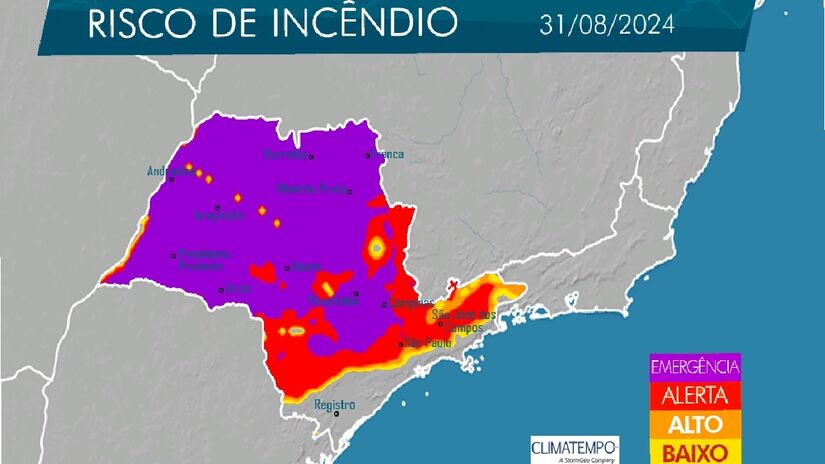 As polícias civil e militar estão trabalhando para evitar e prevenir os princípios de incêndios rurais criminosos
Divulgação/Climatempo