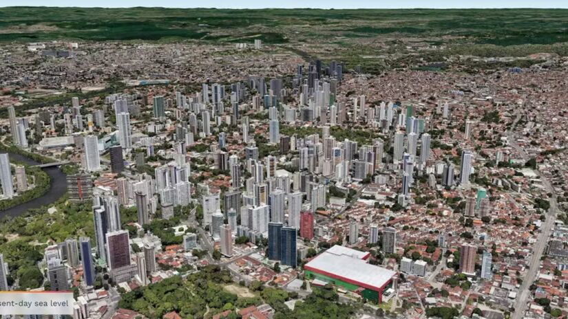 Bairro da Casa Amarela, no Recife, nos dias atuais - (Reprodução/Climate Central)