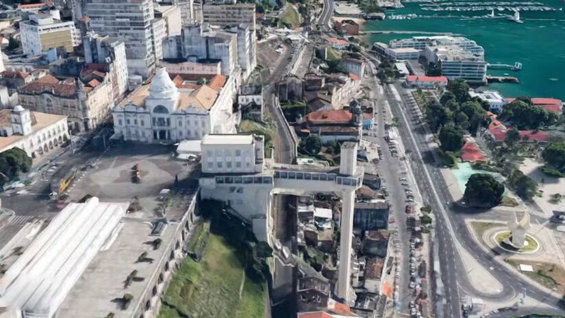 Elevador Lacerda, em Salvador, nos dias atuais - (Reprodução/Climate Central)