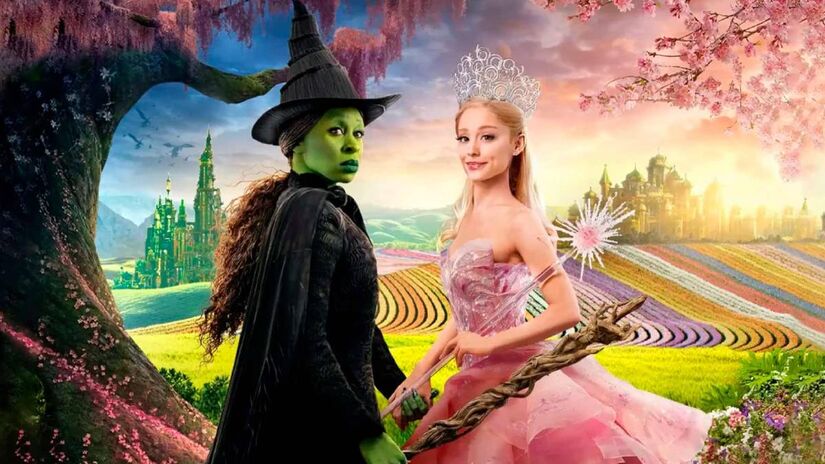 'Wicked' traz Cynthia Erivo e Ariana Grande nos papéis principais como Bruxa Má do Oeste (Elphaba) e Bruxa Boa do Sul (Glinda), respectivamente. Foto: Divulgação 