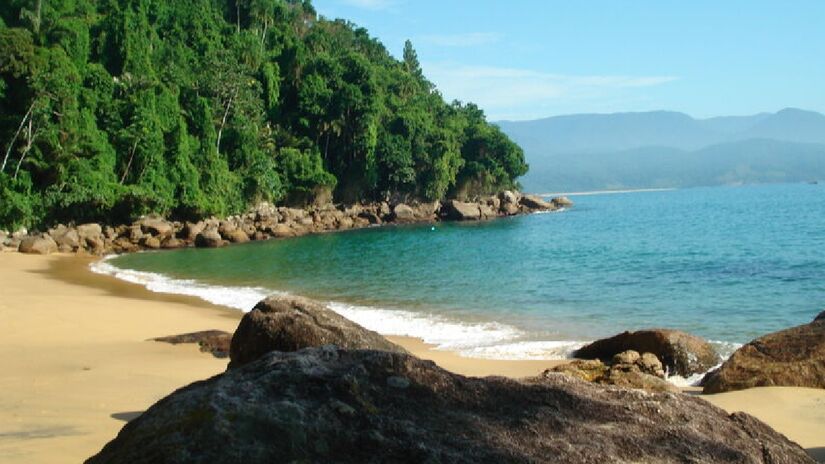 Uma das praias mais desertas e preservadas de Ubatuba, a Praia do Cedro mantém sua natureza praticamente intocada. O local também é famoso pela presença de baleias e tartarugas marinhas - (Divulgação)