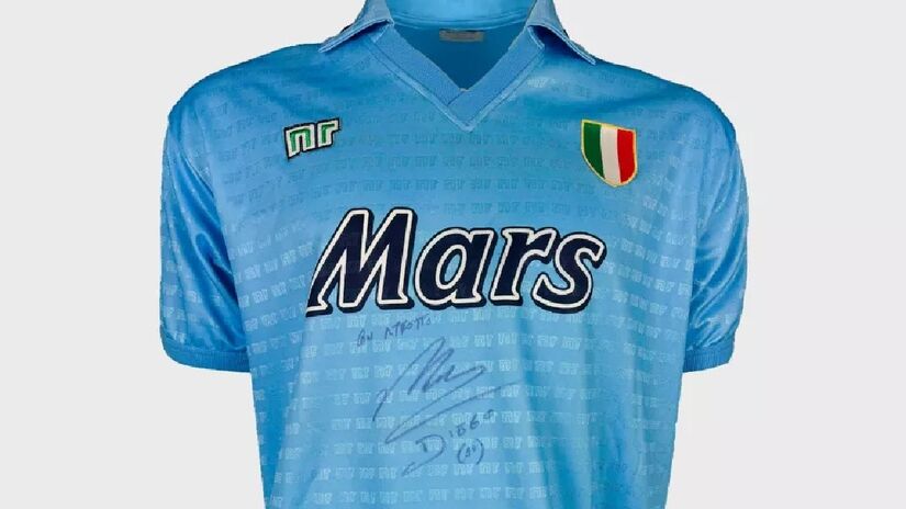 Camisa Napoli - Diego Maradona - Calcio Italiano - Temporada 1990 - Autografada - Napoli Campeão: R$ 27.700.