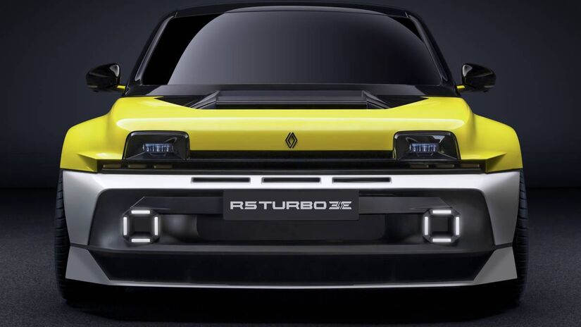 Mostrado no Salão de Paris deste ano, o Renault 5 Turbo 3E é uma reinterpretação dos modelos Renault 5 Turbo e Turbo 2, mesclando características como performance de ponta e uma exuberância assumida, com várias referências ao universo das competições. Foto: Divulgação 