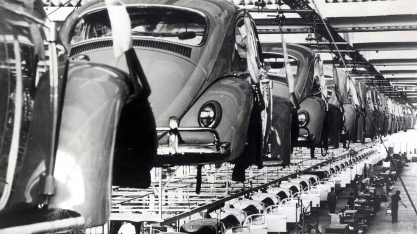 Fábrica do ABC paulista em 1970. Esta foi a primeira da Volkswagen fora da Alemanha. Foto: Volkswagen/Divulgação