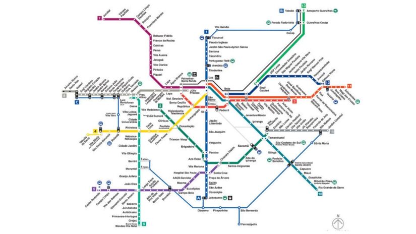 Mapa Metroferroviario de São Paulo/ Foto Reprodução: Metro CPTM