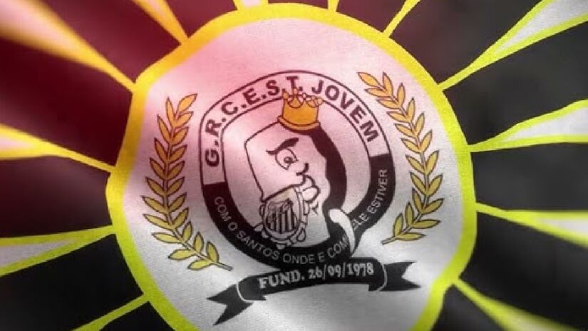 Torcida Jovem: A escola da Torcida Jovem do Santos, também chamada de "Recreativo Esportivo Cultural Escola de Samba Torcida Jovem Santista" foi oficializada como organização carnavalesca em 2003. Possui uma sede social localizada na cidade de São Paulo, no Jardim Aricanduva, na zona leste - (Reprodução/YouTube Canal do Carnaval)