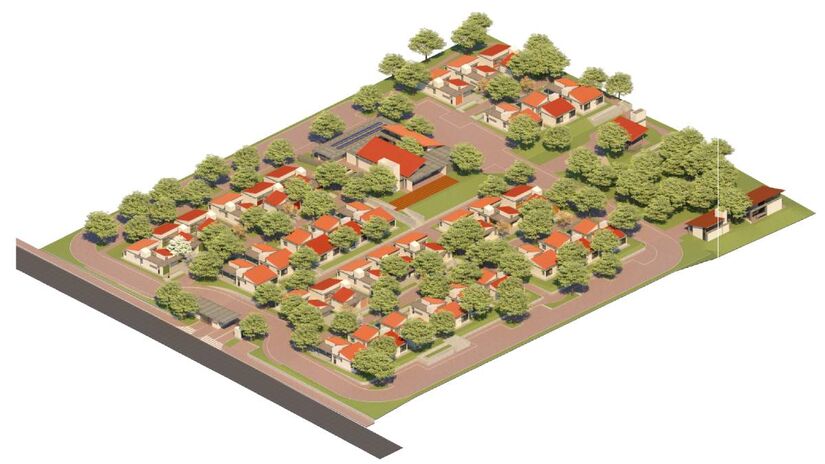 Projeto arquitetônico com definição das residências e áreas comuns da vila. Foto: Divulgação/Vila ConViver